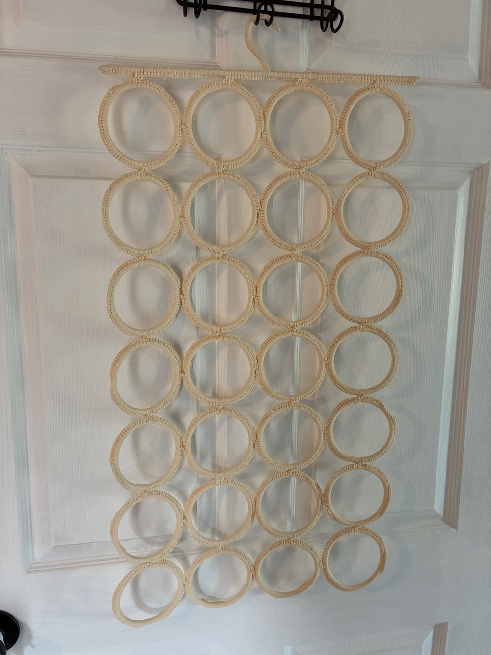Beige Multi-Ring Scarf and Accessory Organizer